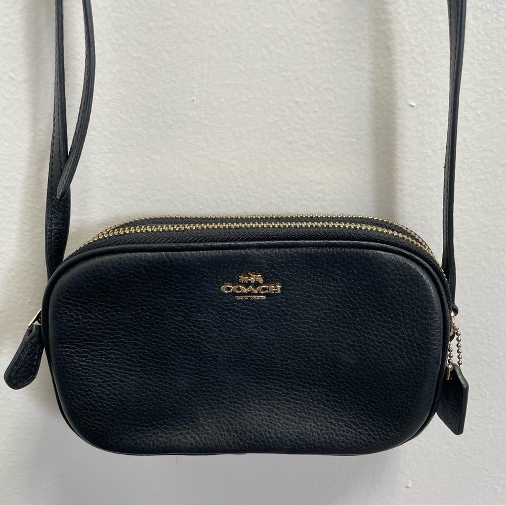 Coach Mini Crossbody Purse Black Pebbled Leather